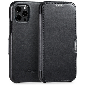 moVear flipSide C skórzane etui do Apple iPhone 12 Pro / 12 (6.1") | Skóra naturalna gładka (Czarna)