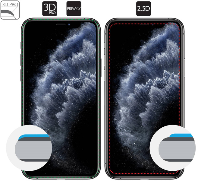 2 szt. | moVear GLASS mSHIELD 3D PRO privacy do Apple iPhone 11 Pro / Xs / X (5.8") | (Prywatyzujące)
