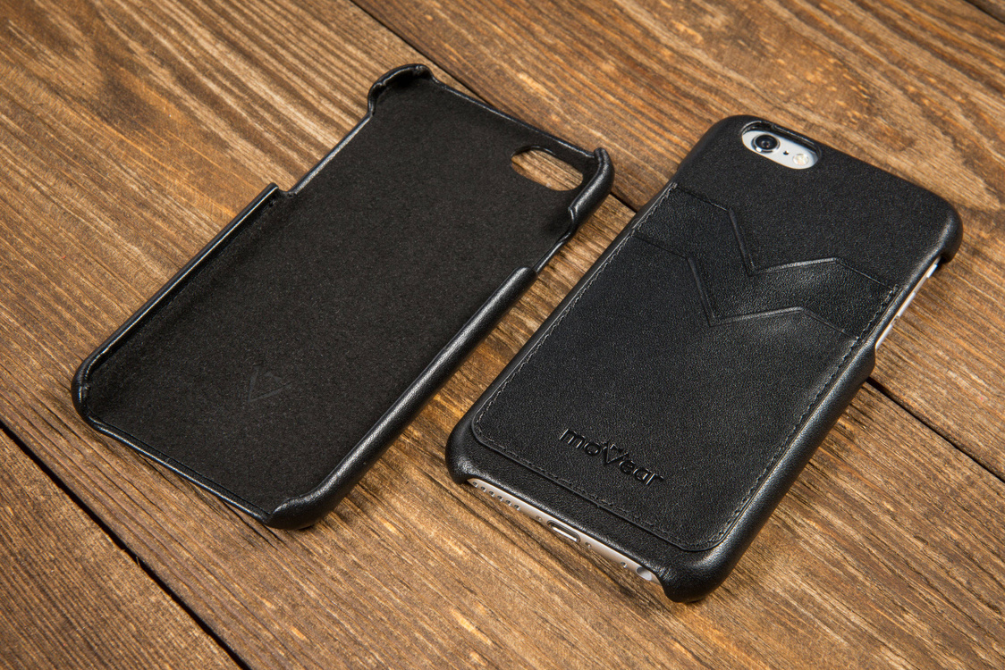 moVear backCover S+ Skórzane Etui Plecki do Apple iPhone 6 / 6s | Skóra Gładka | Czarny