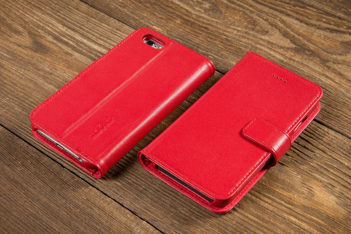 moVear multiCover W Skórzane Etui 3w1 do Apple iPhone 6 / 6s | Portfel, Wallet | Skóra Gładka | Czerwony