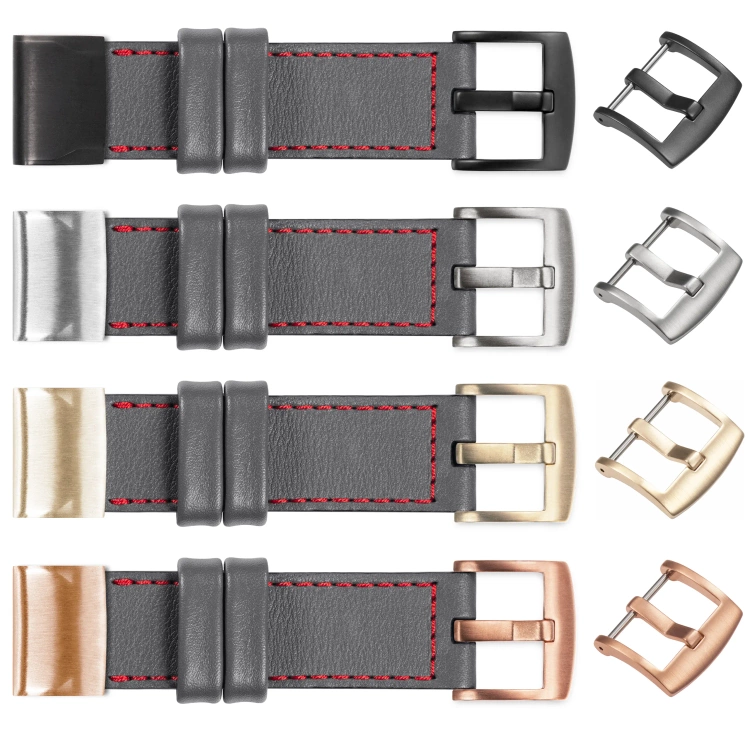 moVear Prestige C1 Skórzany pasek do Garmin QuickFit 22mm (Fenix / Forerunner / Epix / Instinct / Enduro / Quatix / MARQ - 47/45mm) | Szary, czerwone przeszycie [rozmiary XS-XXL i klamra do wyboru]