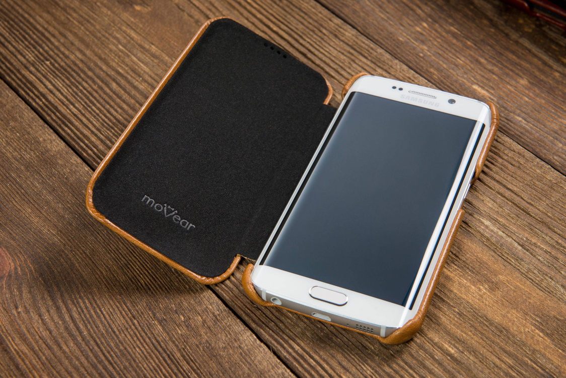 
                    moVear flipSide S Skórzane Etui do Samsung Galaxy S6 edge | Skóra Vintage | Jasnobrązowy