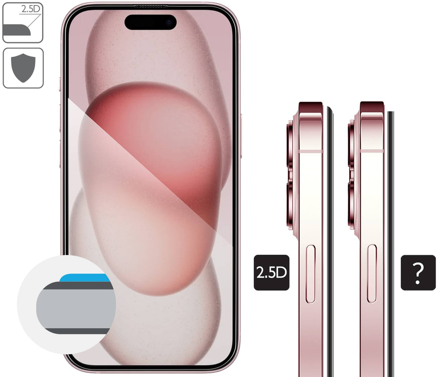 moVear mBOX GLASS mSHIELD 2.5D MAX privacy do Apple iPhone 16 / 15 (6,1") (Anty spy, z Aplikatorem)