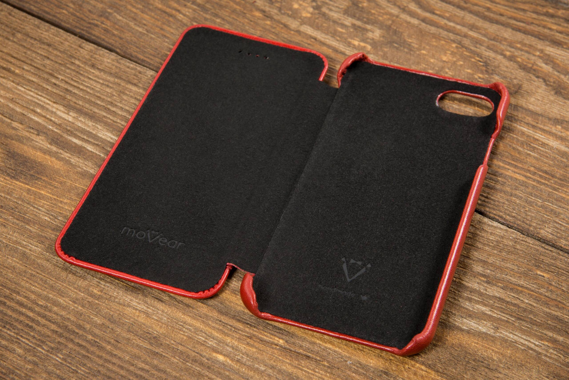 moVear flipSide S skórzane etui do Apple iPhone SE (2022 / 2020) / 8 / 7 (4.7") | Skóra naturalna vintage (Czerwona)