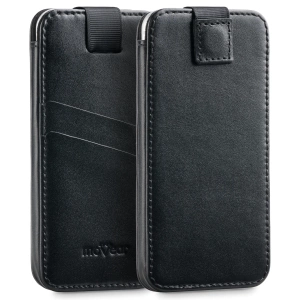 moVear pocketCase C+ skórzana wsuwka do Samsung rozmiar L (ok 160 x 79 x 8mm) | Skóra naturalna gładka (Czarna)