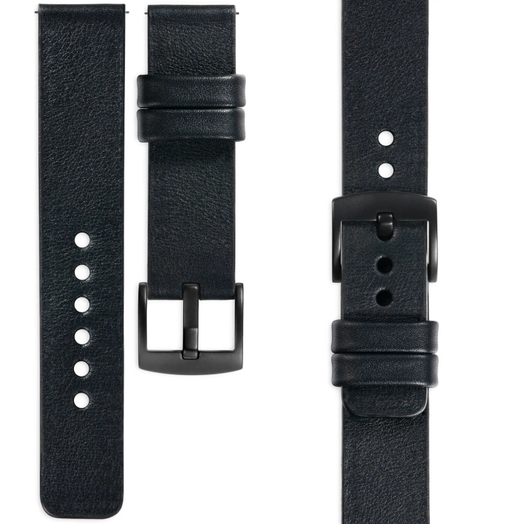moVear Prestige S1 Skórzany pasek 20mm do Amzfit GTS / Bip / Zeep | Czarny [rozmiary XS-XXL i klamra do wyboru]