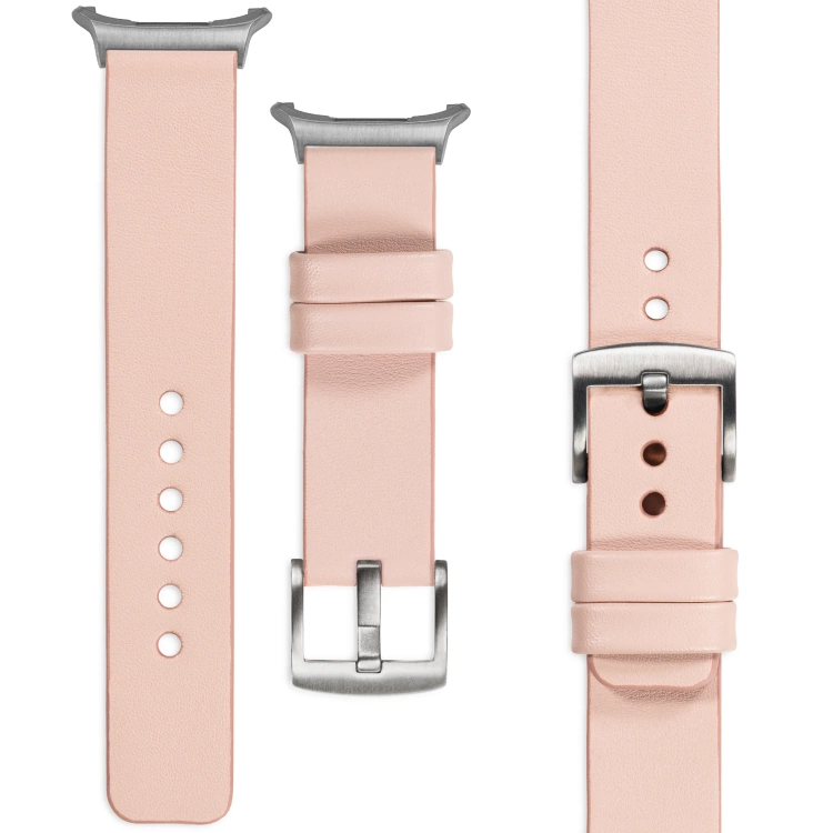 moVear Prestige S1 Skórzany pasek 22mm do Samsung Galaxy Watch Ultra | Różowy cielisty [rozmiary XS-XXL i klamra do wyboru]