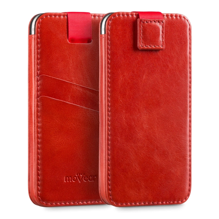moVear pocketCase C+ skórzana wsuwka do Samsung rozmiar L (ok 160 x 79 x 8mm) | Skóra naturalna vintage (Czerwona)