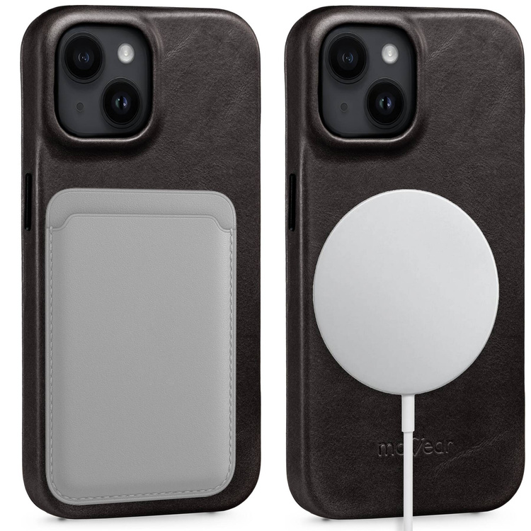 moVear flipSide 4S skórzane etui do Apple iPhone 14 (6,1") | Skóra naturalna olejowana (Czarna)