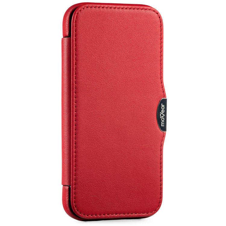 moVear flipSide 4C skórzane etui do Apple iPhone 16 Pro (6.3") | Skóra naturalna gładka (Czerwona)