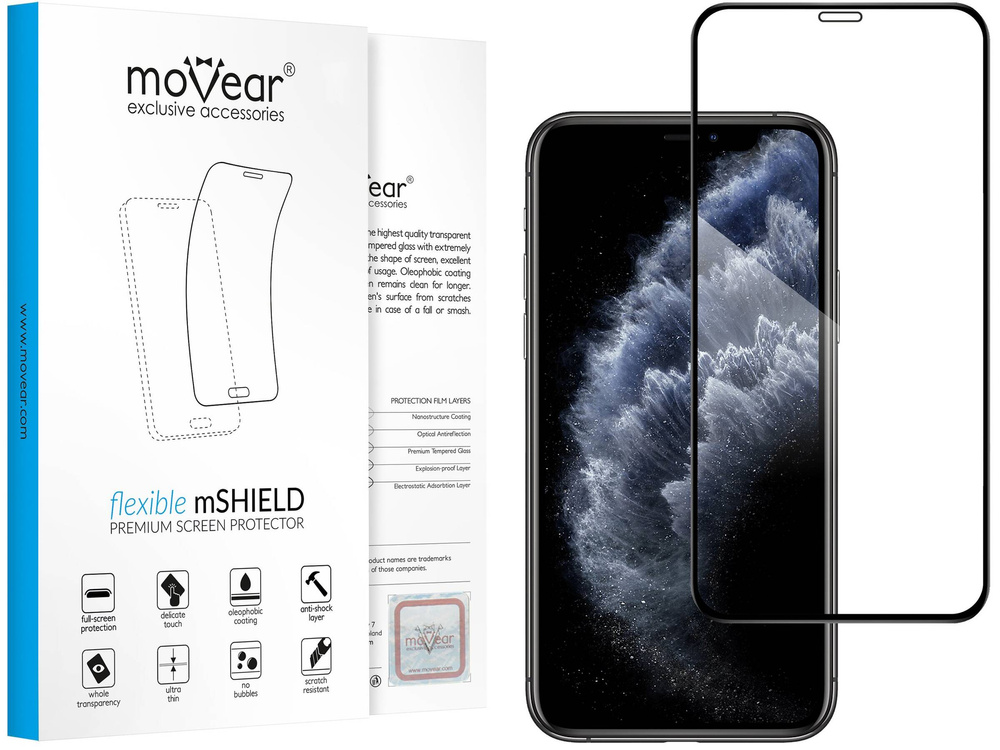 moVear flexible mSHIELD 3D PRO do Apple iPhone 11 Pro / Xs / X (5.8"). Pancerne szkło hybrydowe.