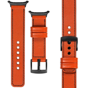 moVear Prestige C1 Skórzany pasek 22mm do Samsung Galaxy Watch Ultra | Pomarańczowy, czarne przeszycie [rozmiary XS-XXL i klamra do wyboru]