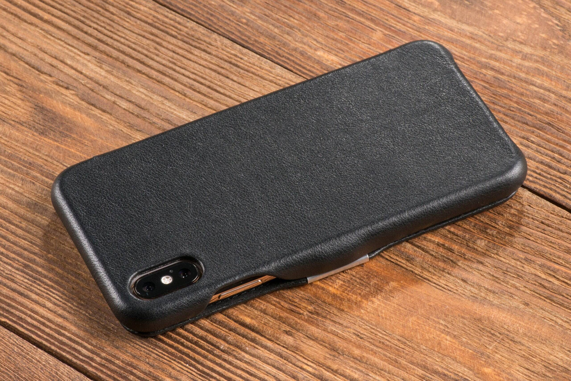 moVear flipSide C skórzane etui do Apple iPhone Xs MAX (6.5") | Skóra naturalna nappa (Czarna)
