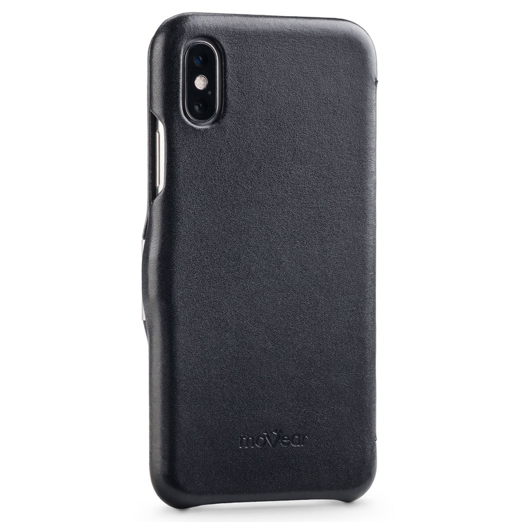 moVear flipSide C skórzane etui do Apple iPhone Xs / X (5.8") | Skóra naturalna gładka (Czarna)
