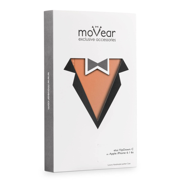 moVear flipDown C Skórzane Etui do Apple iPhone 6 / 6s | Skóra Gładka | Cappuccino