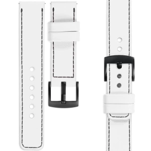 moVear Prestige C1 Skórzany pasek 20mm do zegarka | Biały, czarne przeszycie [rozmiary XS-XXL i klamra do wyboru]