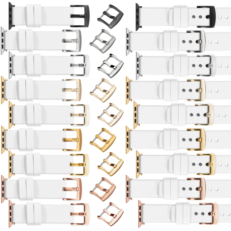 moVear Prestige S1 Skórzany pasek 22mm do Apple Watch 10 / 9 / 8 / 7 / 6 / 5 / 4 / SE (46/45/44mm) & Ultra (49mm) | Biały [adapter i klamra do wyboru]