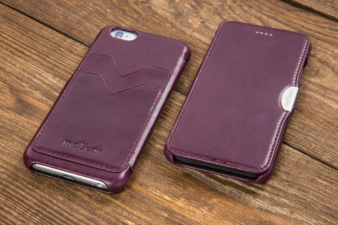 moVear flipSide C+ Skórzane Etui do Apple iPhone 6 / 6s | Skóra Vintage | Fioletowy
