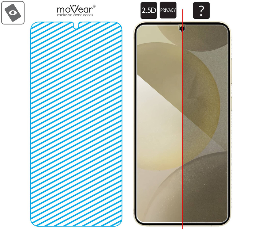 moVear mBOX GLASS mSHIELD 2.5D privacy do Samsung Galaxy S25+ / S24+ (Plus) (6.7") (Anty spy, z Aplikatorem)