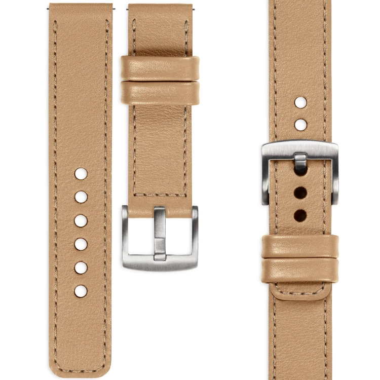moVear Prestige C1 Skórzany pasek 22mm do Huawei Watch 5 4 3 2 1 - GT / Pro / Ultimate (48/46mm) | Cappuccino, cappuccino przeszycie [rozmiary XS-XXL i klamra do wyboru]