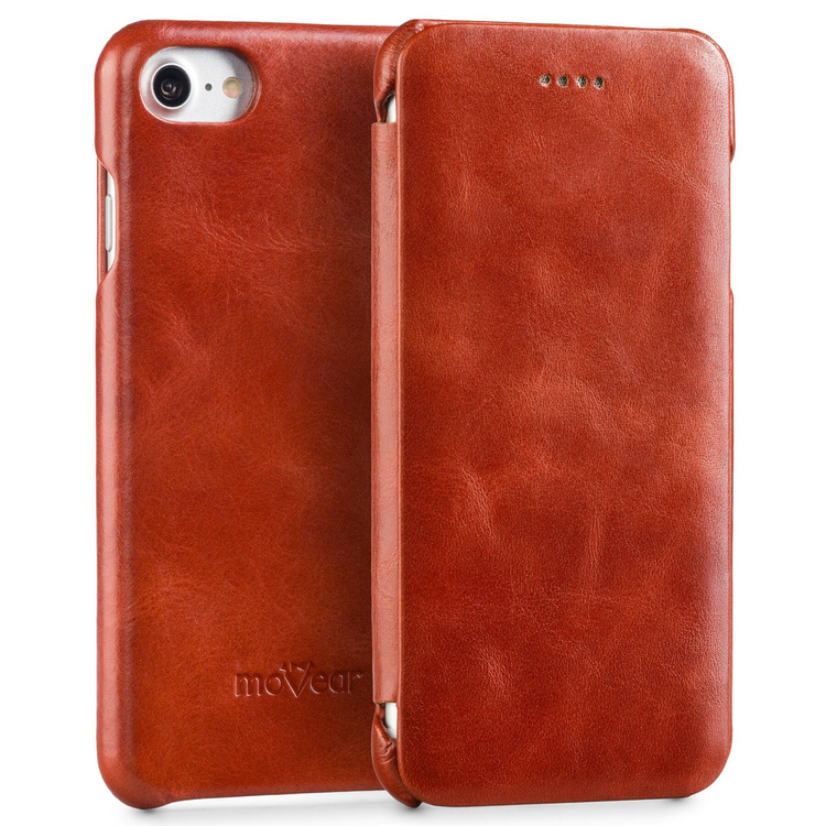 moVear flipSide S skórzane etui do Apple iPhone SE (2022 / 2020) / 8 / 7 (4.7") | Skóra naturalna vintage (Brązowa)