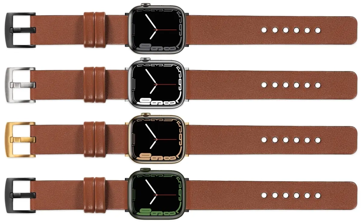 moVear Prestige S1 Skórzany pasek 22mm do Apple Watch 10 / 9 / 8 / 7 / 6 / 5 / 4 / SE (46/45/44mm) & Ultra (49mm) | Brązowy [adapter i klamra do wyboru]