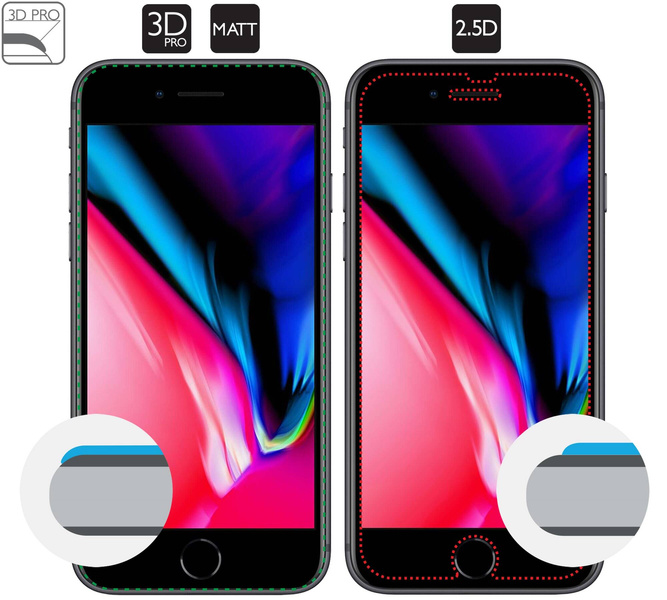 2 szt. | moVear GLASS mSHIELD 3D PRO MATT do Apple iPhone 8 Plus / 7 Plus (5.5") | (Antyrefleksyjne)