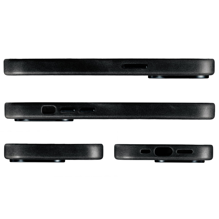 moVear backCover 4S Skórzane plecki do Apple iPhone 16 (6.1") | kompatybilne z MagSafe, Skóra naturalna olejowana (Czarna)