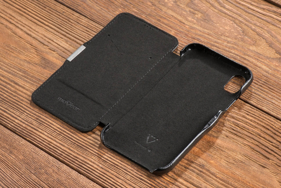 moVear flipSide C skórzane etui do Apple iPhone Xr (6.1") | Skóra naturalna vintage (Czarna)