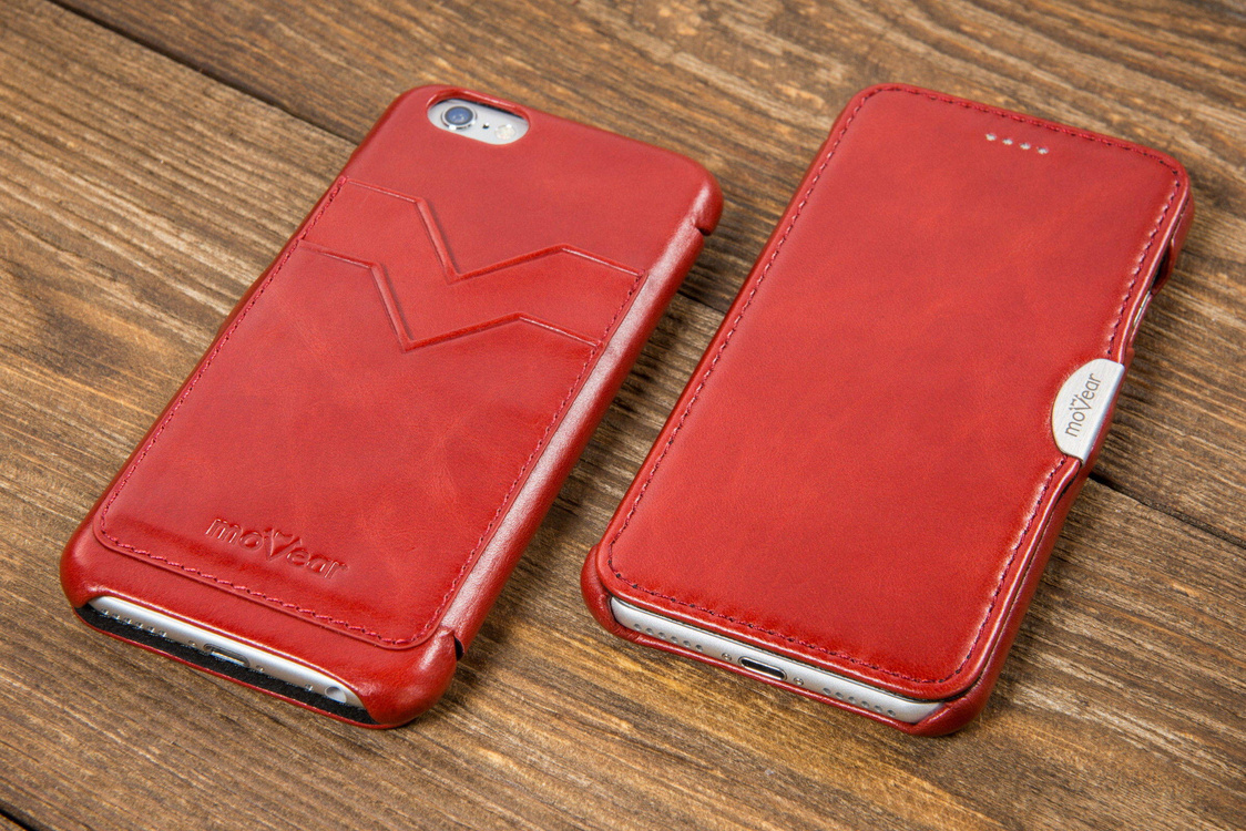 moVear flipSide C+ Skórzane Etui do Apple iPhone 6 / 6s | Skóra Vintage | Czerwony
