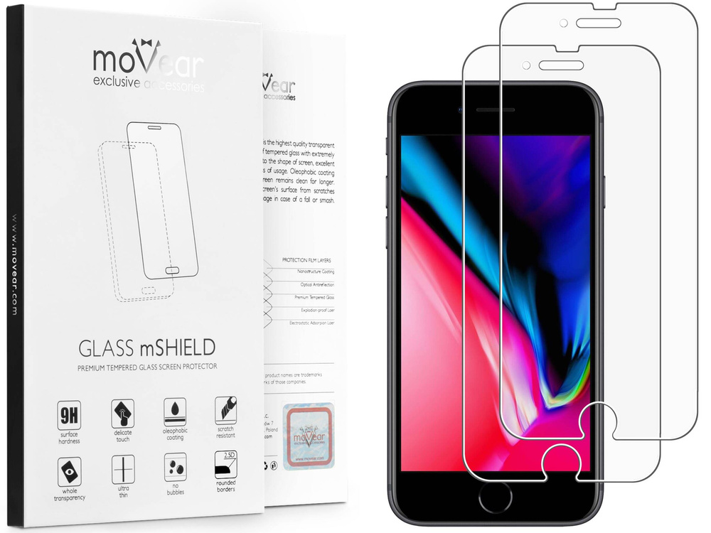 2 szt. | moVear GLASS mSHIELD 2.5D MATT do Apple iPhone 8 Plus / 7 Plus (5.5") (Antyrefleksyjne, kompatybilne z etui)