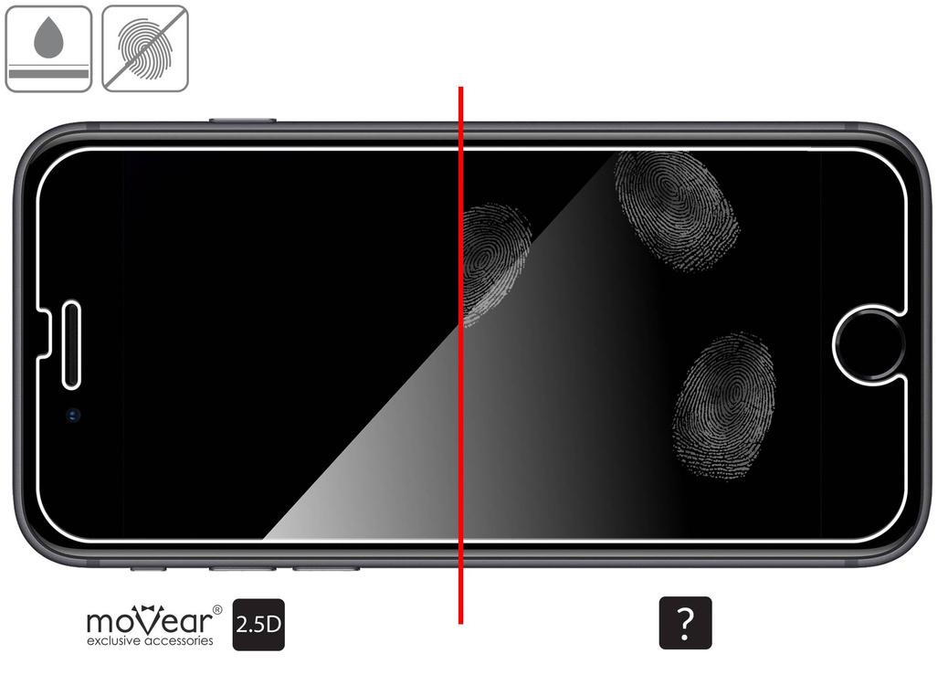 2 szt. | moVear GLASS mSHIELD 2.5D do Apple iPhone 6 Plus / 6s Plus (5.5") (kompatybilne z etui)