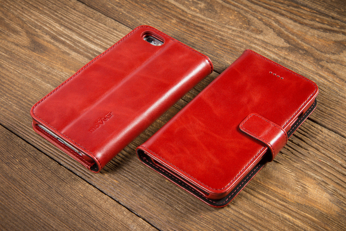moVear multiCover W Skórzane Etui 3w1 do Apple iPhone 6 / 6s | Portfel, Wallet | Skóra Vintage | Czerwony