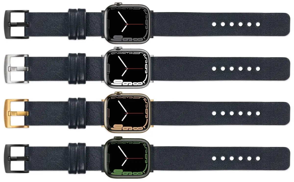 moVear Prestige S1 Skórzany pasek 20mm do Apple Watch 10 / 9 / 8 / 7 / 6 / 5 / 4 / SE (42/41/40mm) | Czarny [adapter i klamra do wyboru]