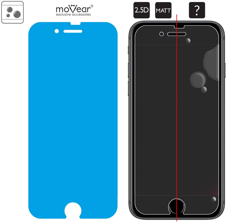 2 szt. | moVear GLASS mSHIELD 2.5D MATT do Apple iPhone 8 Plus / 7 Plus (5.5") (Antyrefleksyjne, kompatybilne z etui)