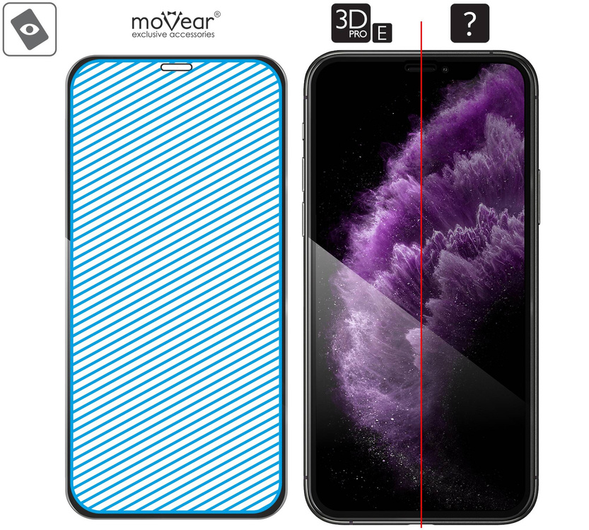 moVear GLASS mSHIELD 3D PRO-E do Apple iPhone 11 Pro Max / Xs MAX (6.5") (kompatybilne z etui)