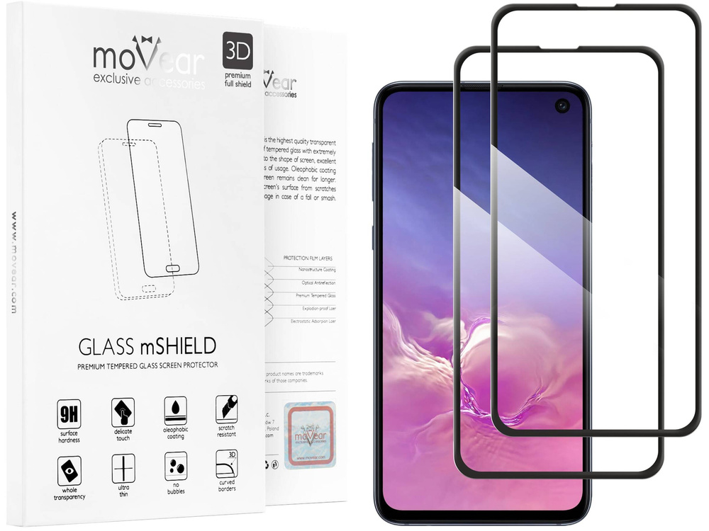 2 szt. | moVear GLASS mSHIELD 2.5D MAX do Samsung Galaxy S10e (5.8") (kompatybilne z etui)