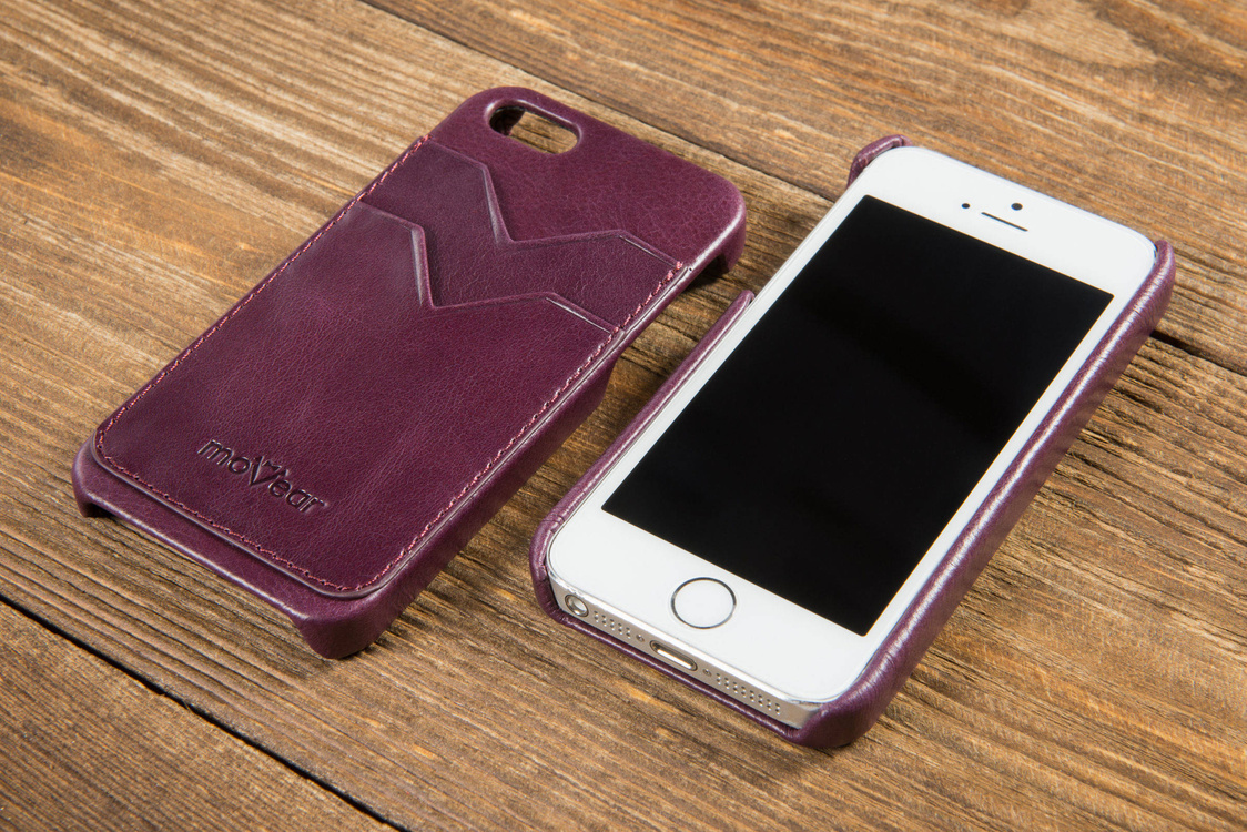 moVear backCover S+ Skórzane Etui Plecki do Apple iPhone SE / 5s / 5 | Skóra Vintage | Fioletowy