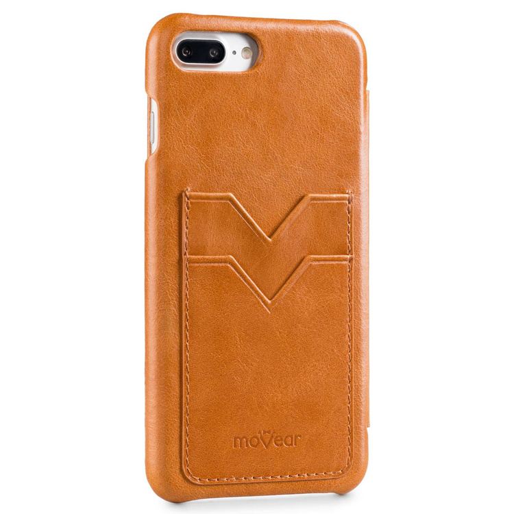 moVear flipSide S+ Skórzane Etui do Apple iPhone 8 Plus / 7 Plus | Skóra Vintage | Jasnobrązowy