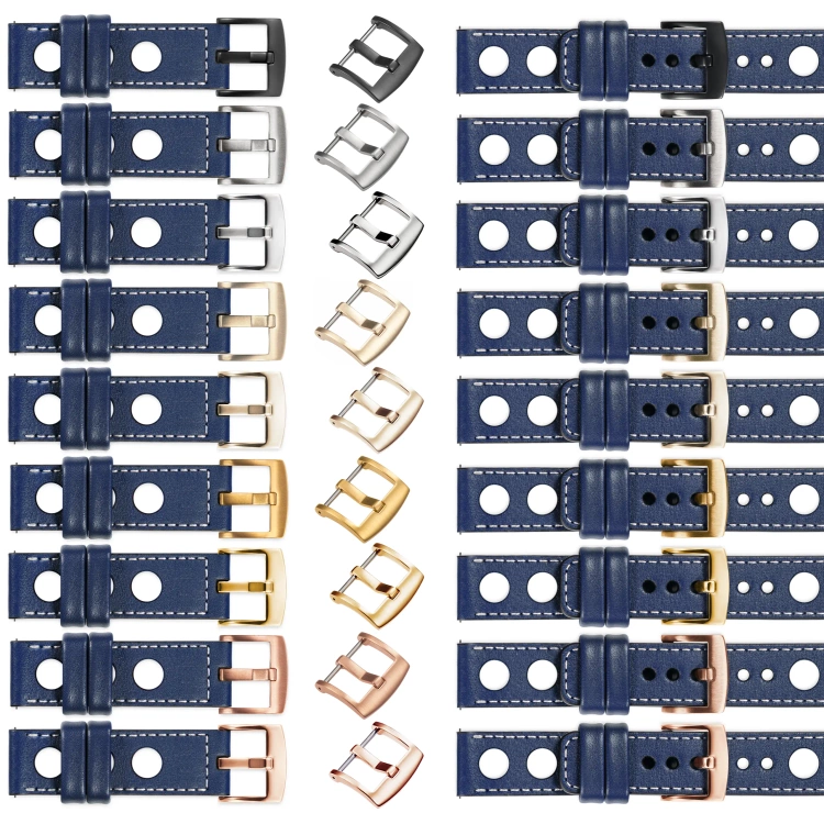 moVear Prestige R1 Skórzany pasek 26mm do zegarka | Granatowy, białe przeszycie [rozmiary XS-XXL i klamra do wyboru]