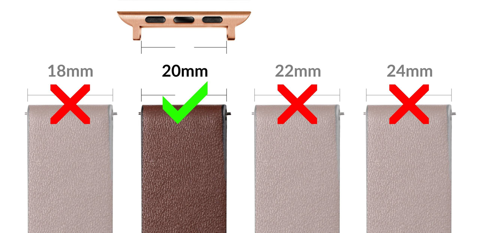 moVear | Adapter paska 20mm do Apple Watch 9/8/7/6/SE/5/4/3/2/1 (41/40/38mm) | Różowe Złoto Stal nierdzewna +PVD