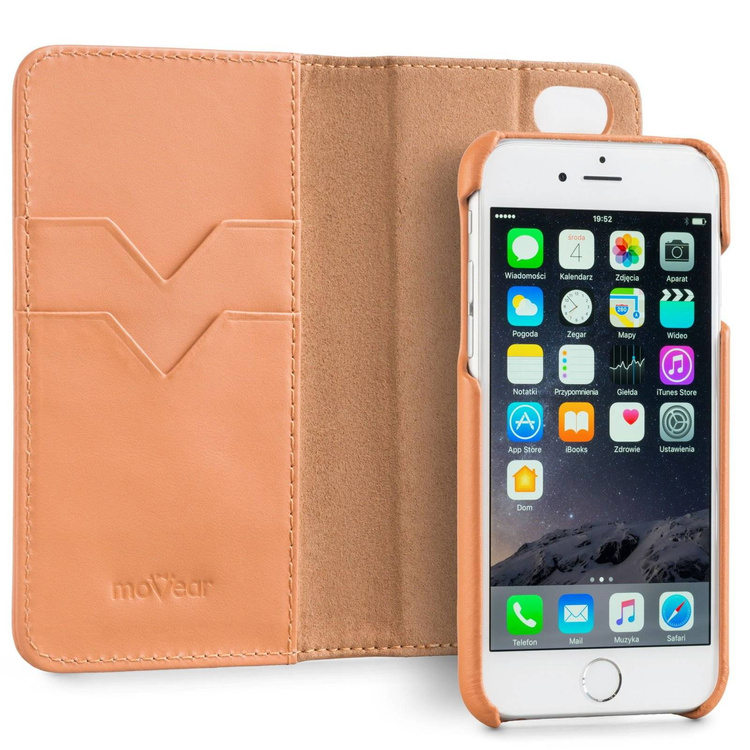 moVear multiCover W Skórzane Etui 3w1 do Apple iPhone 6 / 6s | Portfel, Wallet | Skóra Gładka | Cappuccino
