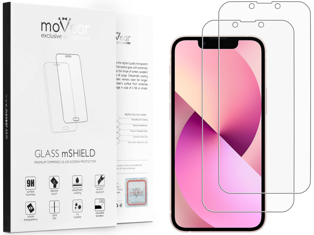 2 szt. | moVear GLASS mSHIELD 2.5D MATT do Apple iPhone 13 Mini (5.4") (Antyrefleksyjne, kompatybilne z etui)