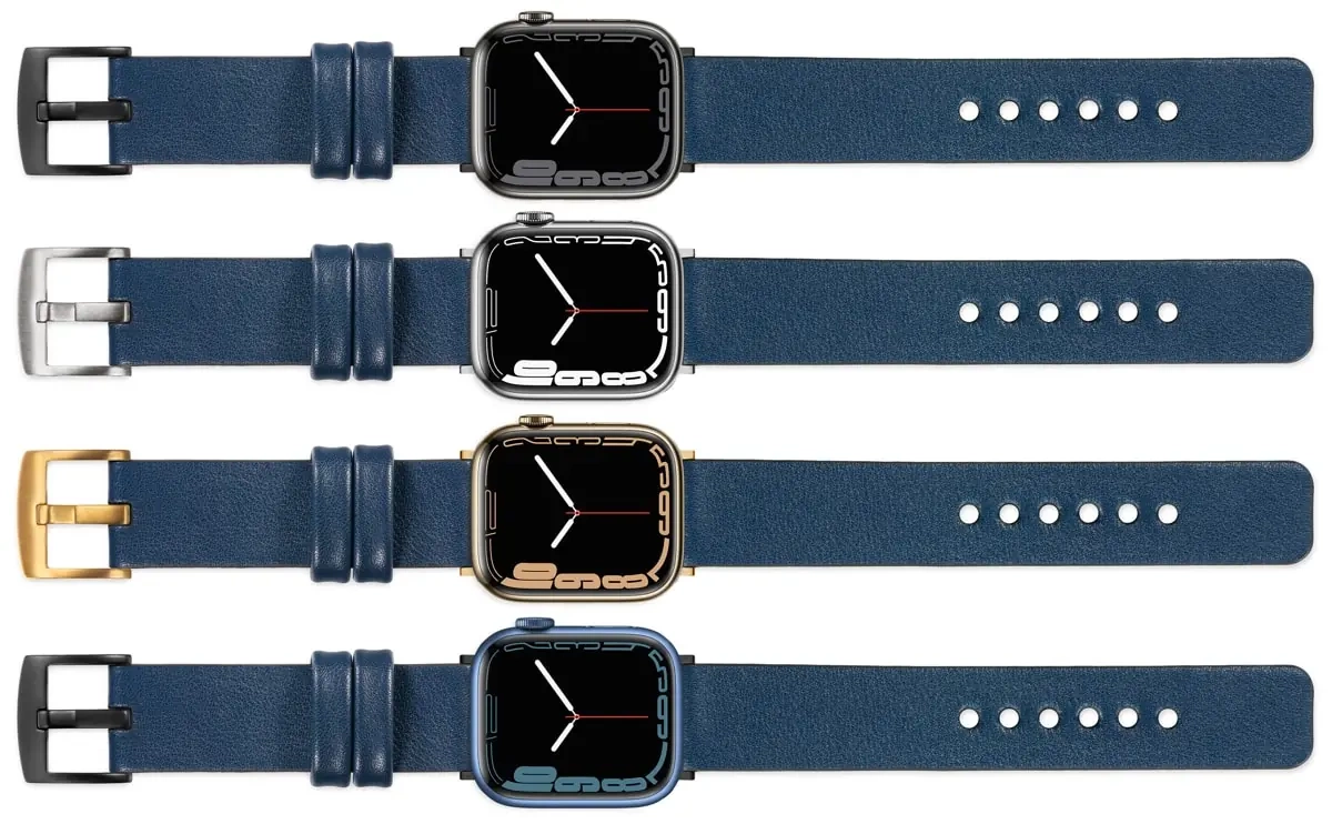 moVear Prestige S1 Skórzany pasek 22mm do Apple Watch 10 / 9 / 8 / 7 / 6 / 5 / 4 / SE (46/45/44mm) & Ultra (49mm) | Granatowy [adapter i klamra do wyboru]