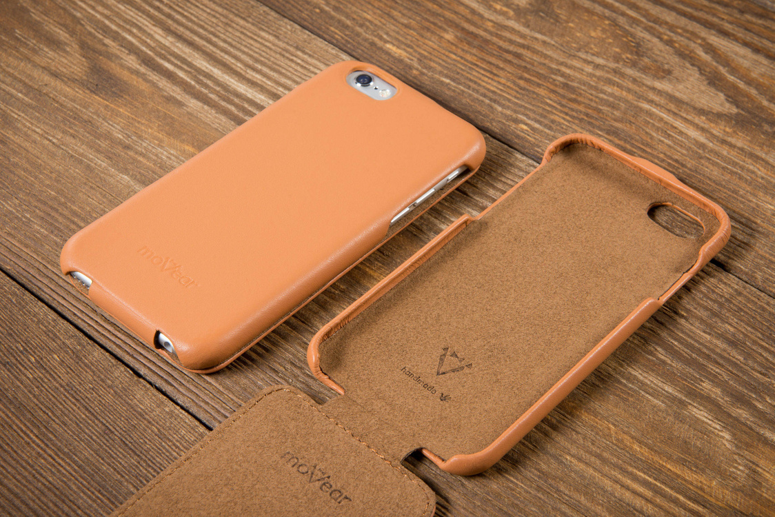 moVear flipDown C Skórzane Etui do Apple iPhone 6 / 6s | Skóra Gładka | Cappuccino