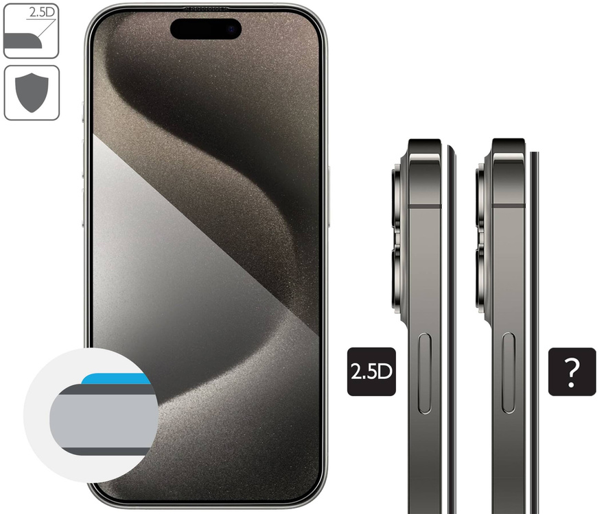 moVear mBOX GLASS mSHIELD 2.5D MAX privacy do Apple iPhone 15 Pro (6.1") (Anty spy, z Aplikatorem)