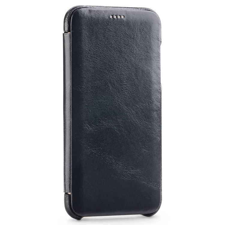 moVear flipSide S skórzane etui do Apple iPhone Xs MAX (6.5") | Skóra naturalna vintage (Czarna)