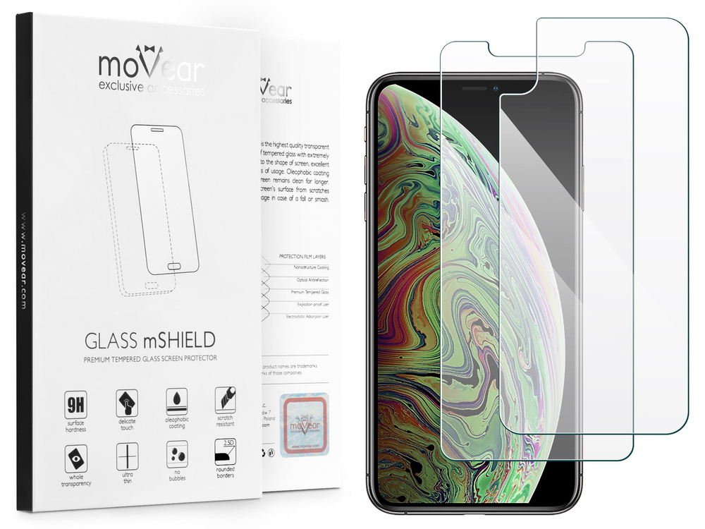 moVear GLASS mSHIELD 2.5D na Apple iPhone Xs MAX | Szkło Hartowane (Przód + Tył)