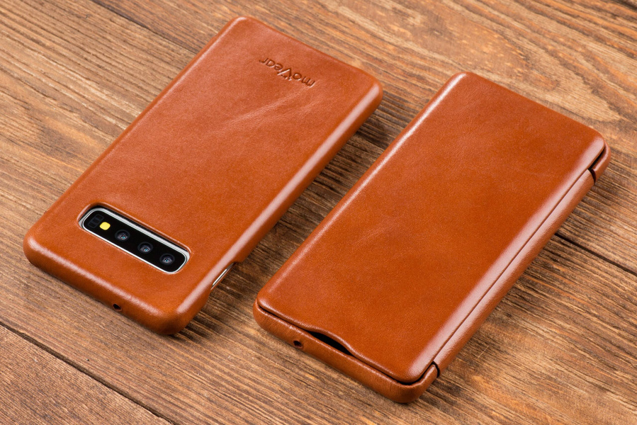 moVear flipSide S skórzane etui do Samsung Galaxy S10 (6.1") | Skóra naturalna vintage (Brązowa)