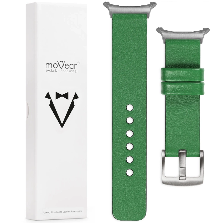 moVear Prestige S1 Skórzany pasek 22mm do Samsung Galaxy Watch Ultra | Zielony [rozmiary XS-XXL i klamra do wyboru]